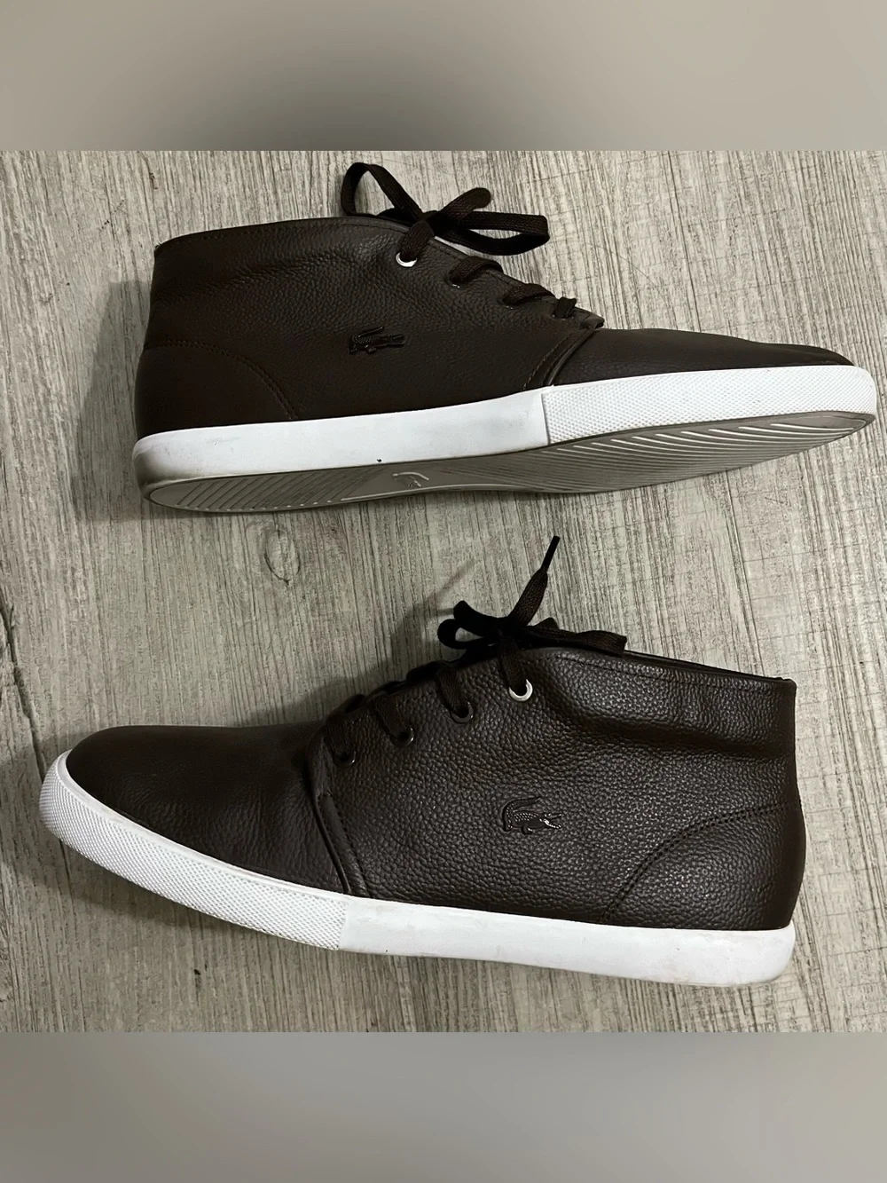 Lacoste Men’s Dark Brown Leather Chukka Boots with White Sole